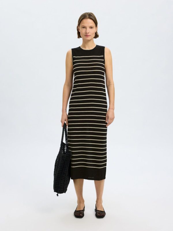 Selected Femme Esther Knit Dress Black/ Birch - Bilde 2