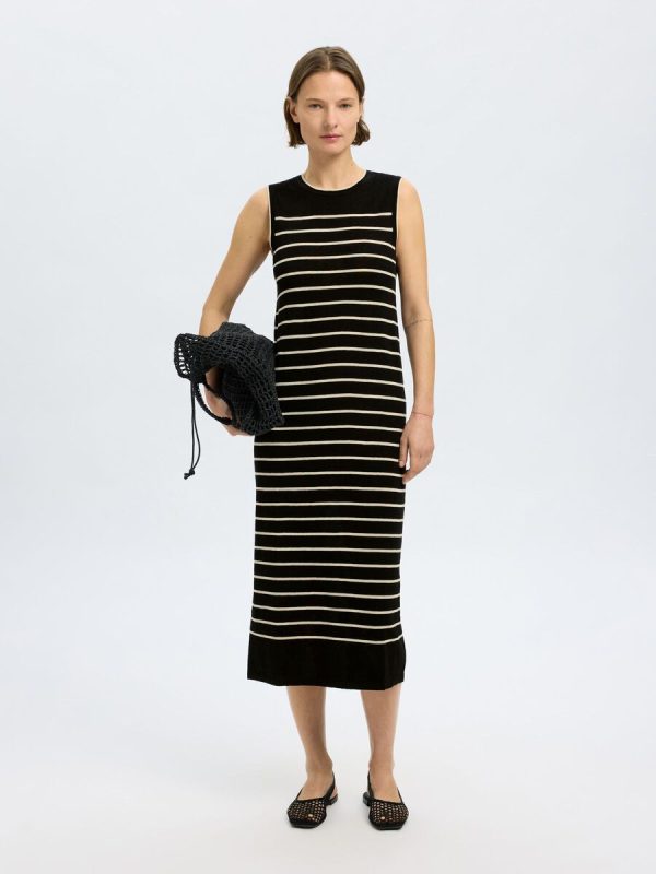 Selected Femme Esther Knit Dress Black/ Birch