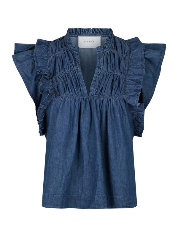 Neo Noir Jayla Denim Top Blue - Bilde 2