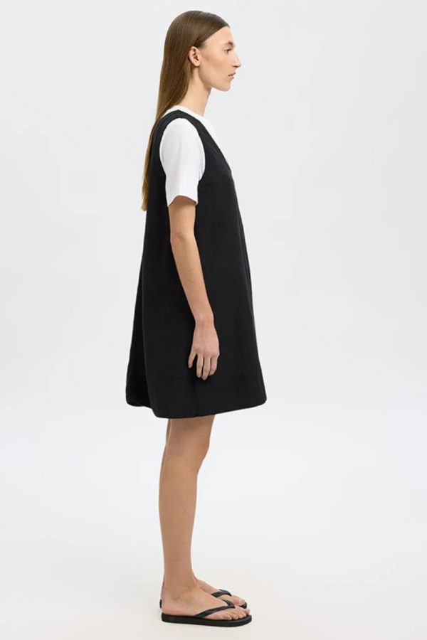 Selected Femme Linna SL Short Linen Dress Black - Bilde 2