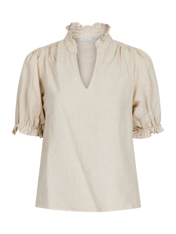 Neo Noir Odesa Linen Blouse Sand