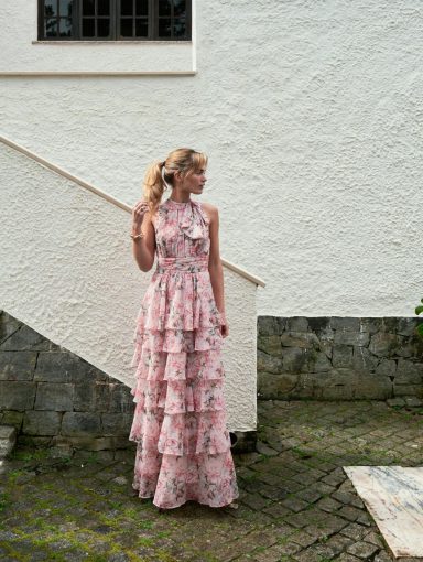 Neo Noir Marli Flower Chiffon Dress  Rose