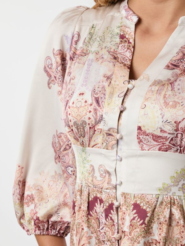 Neo Noir Stellar Artist Paisley Dress Ivory - Bilde 4