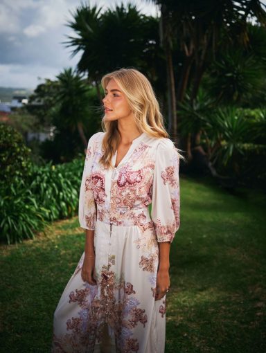 Neo Noir Stellar Artist Paisley Dress Ivory