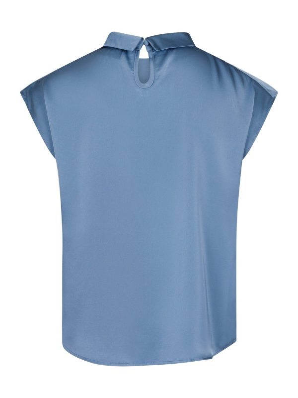 Neo Noir Fleur Drapy Satin Blouse Dusty Blue - Bilde 2