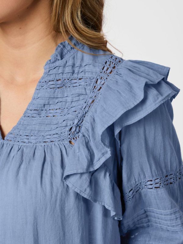 Neo Noir Mauri Voile  Blouse Smoke Blue - Bilde 3