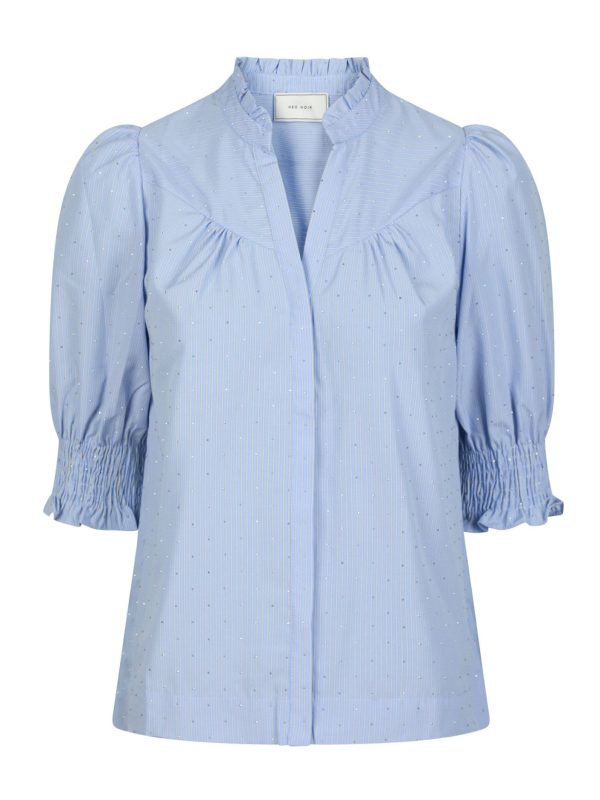 Neo Noir Diana B Stripe Stone Blouse Light Blue - Bilde 4