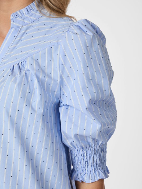 Neo Noir Diana B Stripe Stone Blouse Light Blue - Bilde 3