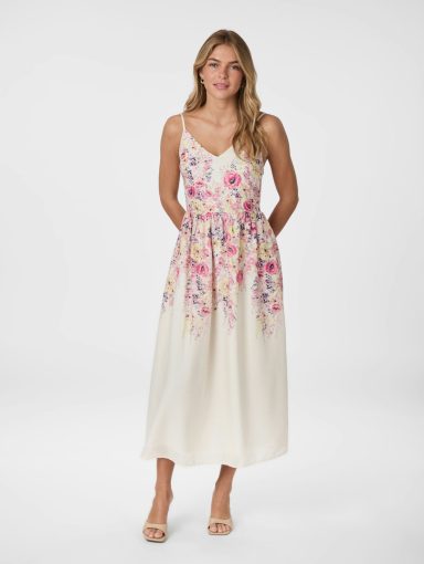 Neo Noir Sanni Flower Print Dress Ivory