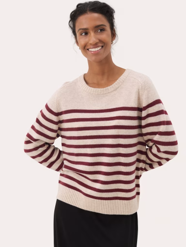 Part Two NiakaPW Pullover Tawny Port Stripe