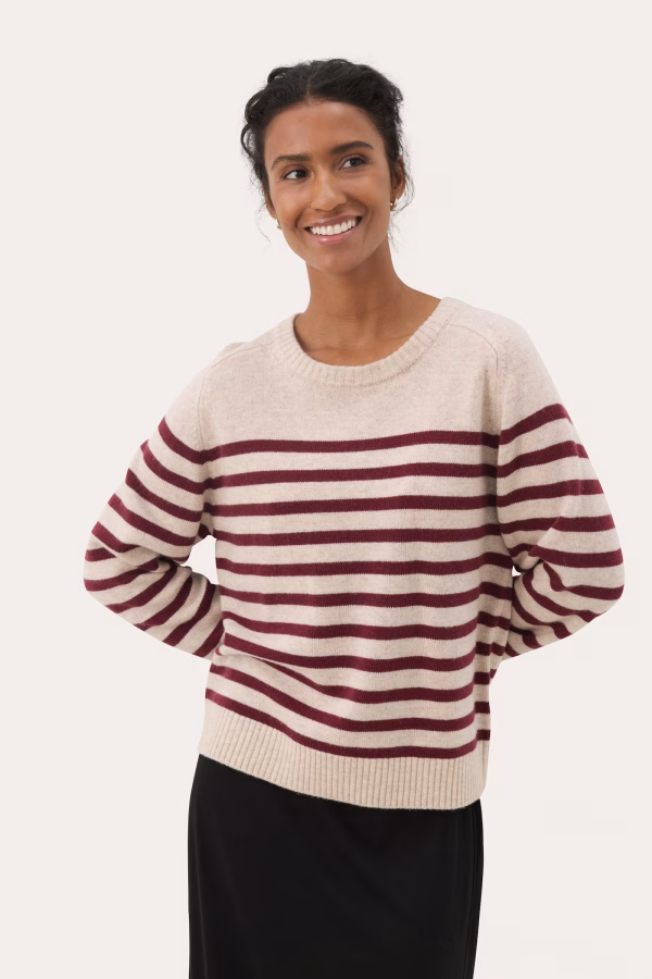 Part Two NiakaPW Pullover Tawny Port Stripe