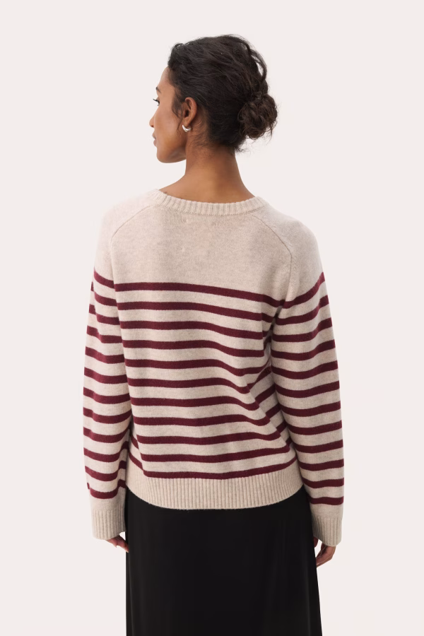 Part Two NiakaPW Pullover Tawny Port Stripe - Bilde 2