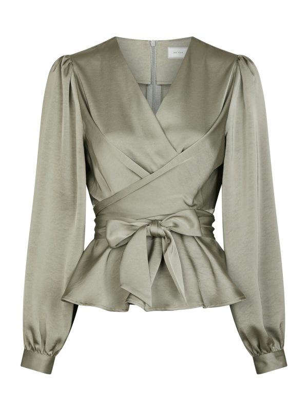 Neo Noir Rista Heavy Sateen Blouse Smoke Green - Bilde 2