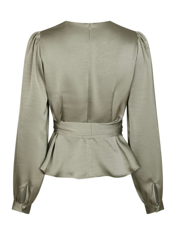 Neo Noir Rista Heavy Sateen Blouse Smoke Green - Bilde 3