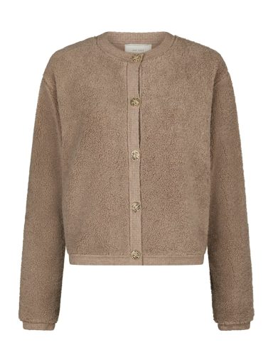 Neo Noir Limo Fluffy Knit Cardigan Dark Sand