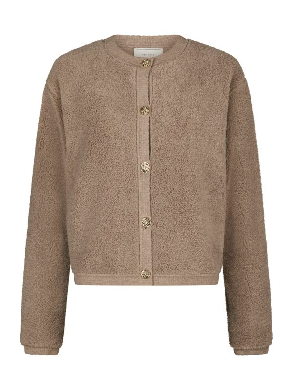 Neo Noir Limo Fluffy Knit Cardigan Dark Sand