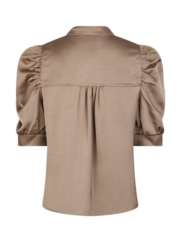 Neo Noir Roella Heavy Sateen Blouse Dark Taupe - Bilde 2