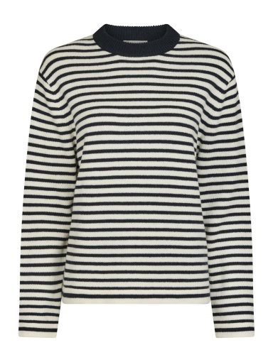 Neo Noir Rivi stripe knit sweater White/navy