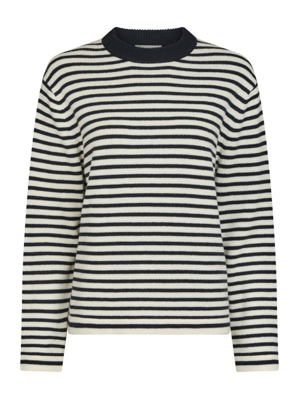 Neo Noir Rivi stripe knit sweater White/navy