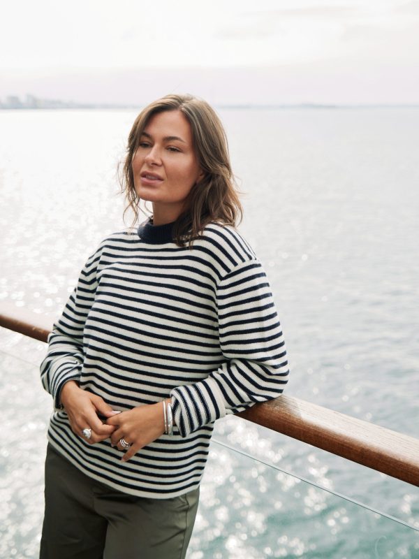 Neo Noir Rivi stripe knit sweater White/navy - Bilde 3