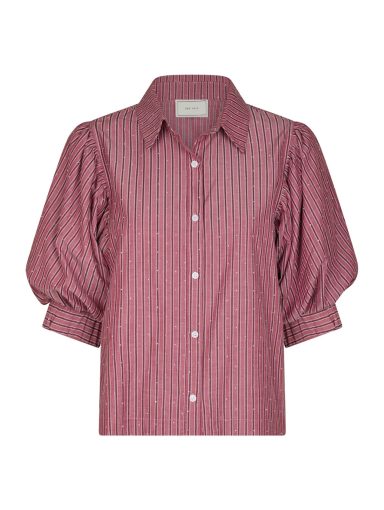 Neo Noir Etta Soft Stripe Stone Shirt Dark Rose