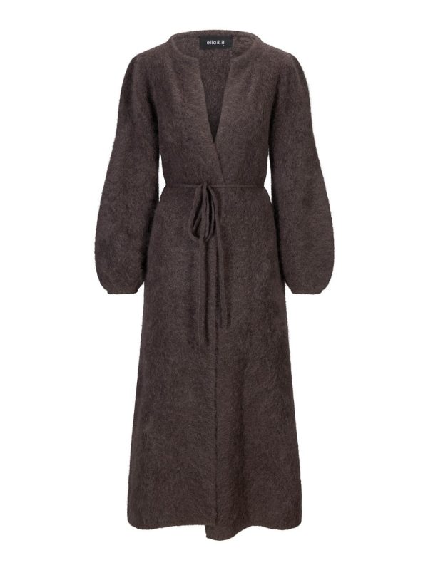 Ella & il Olivia Chunky Cardigan Dark Brown - Bilde 2