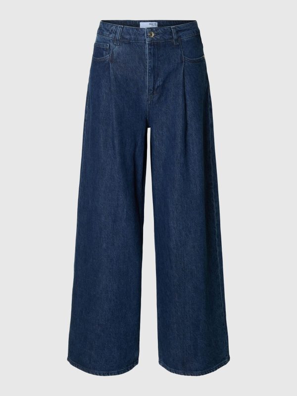 Selected Femme Extra Wide Selma-Noa HW Jeans Dark Blue Denim