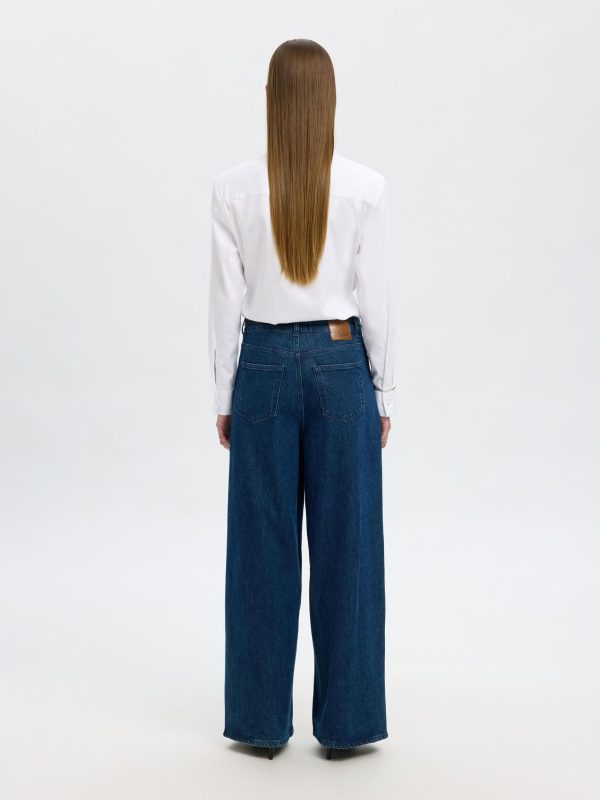 Selected Femme Extra Wide Selma-Noa HW Jeans Dark Blue Denim - Bilde 3