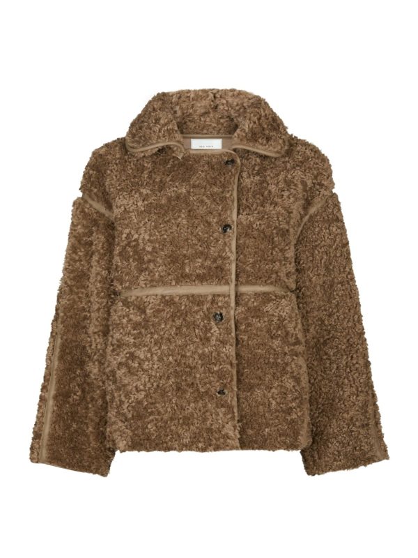 Neo Noir Castor Faux Fur Jacket Taupe