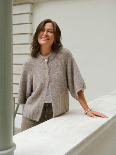 Neo Noir Benuta Fluffy Knit Cardigan Beige Melange
