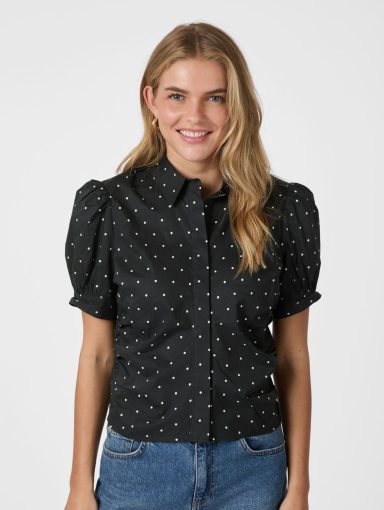 Neo Noir Frannie Dot Shirt Black