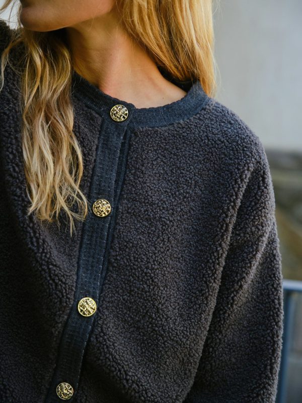 Neo Noir Limo Fluffy knit Cardigan Antracit - Bilde 2