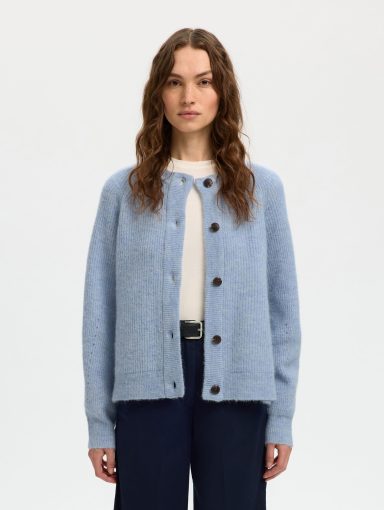 Selected Femme Lulu L/S Knit Short Cardigan Cashmere Blue