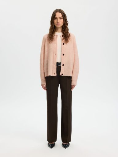 Selected Femme Lulu L/S Knit Short Cardigan Pale Dogwood Melange