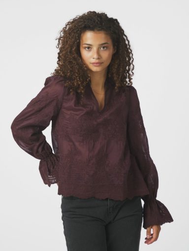 Neo Noir Amara Big Embroidery Blouse Burgundy