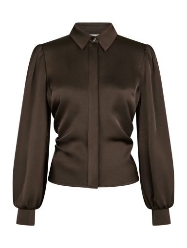 Neo Noir Fransala Heavy Sateen Shirt Dark Brown