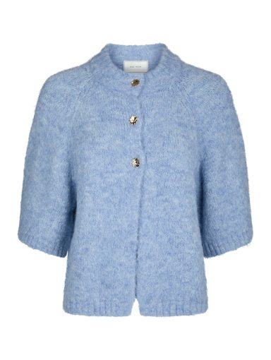 Neo Noir Benuta Fluffy Knit Cardigan - Dusty Blue