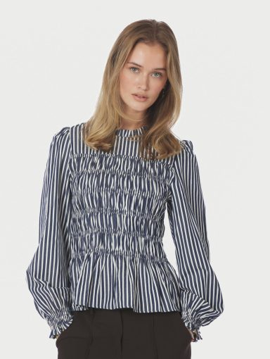 Neo Noir Possa Big Stripe Blouse Navy