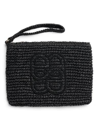 Ella & il mim Straw Clutch - Black