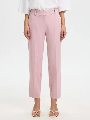 Selected Femme Rita MW Cropped Pant Bleached Mauve Melange