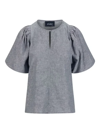 Ella & Il Anna Linen Top Denim Blue