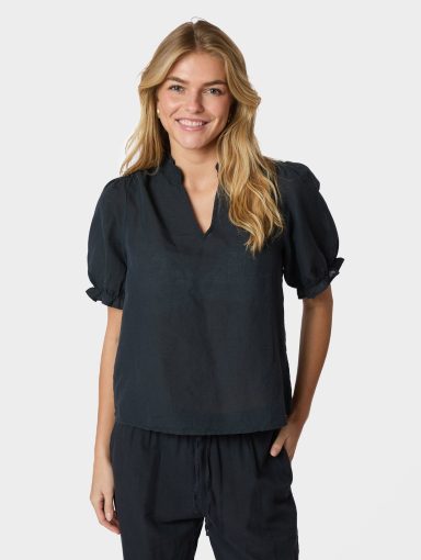 Neo Noir Odesa Linen Blouse Navy