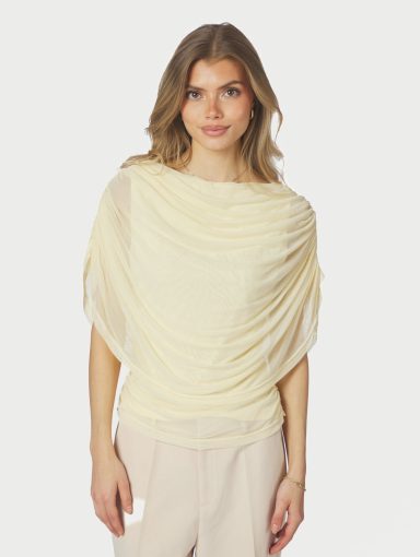 Neo Noir Cottuna Drapy Mesh Top - Light Yellow