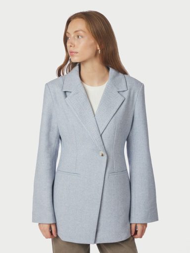 Neo Noir Bowie Herringbone S Blazer Light Blue