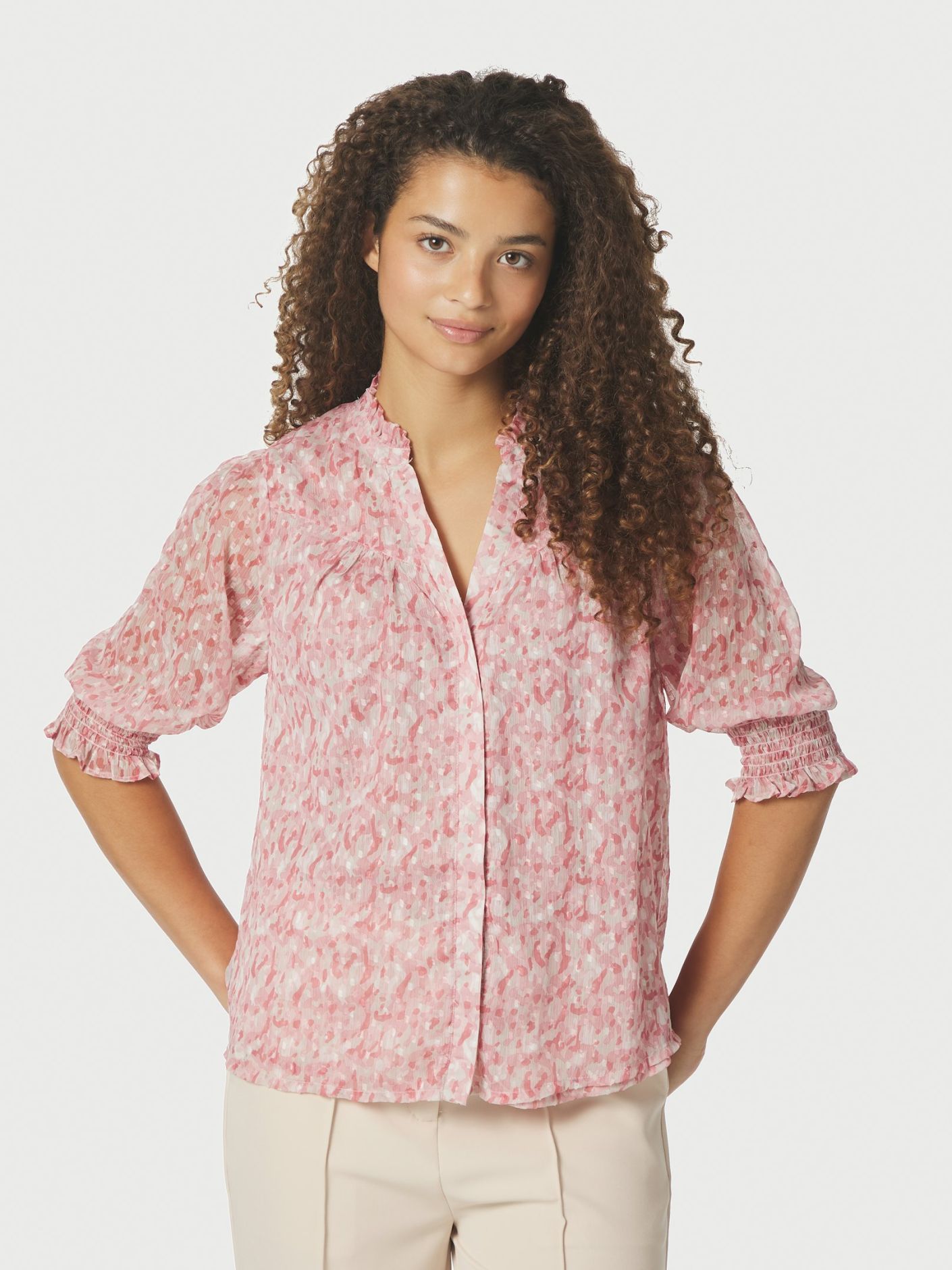 Neo Noir Diana Blurred Blouse Rose