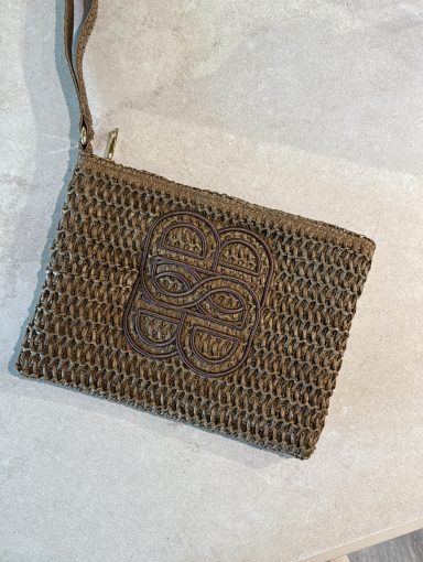 Ella & Il Mim Straw Clutch Brown