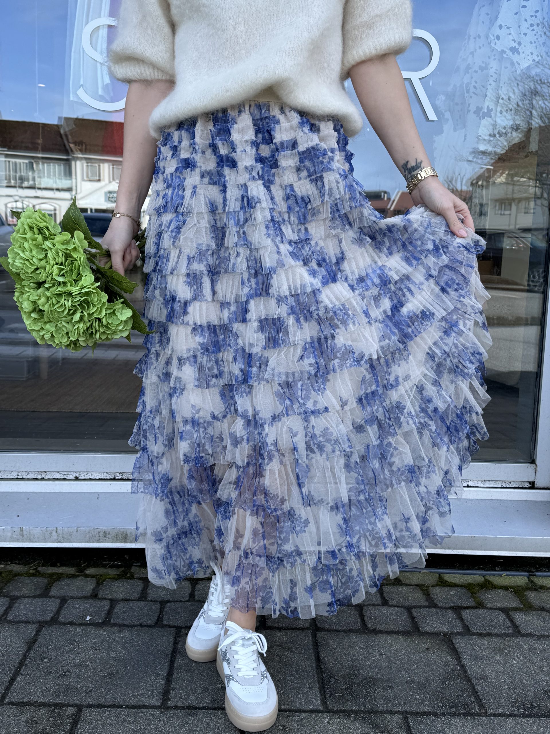 FPWL Kappeskjørt Blå Blomst J12822