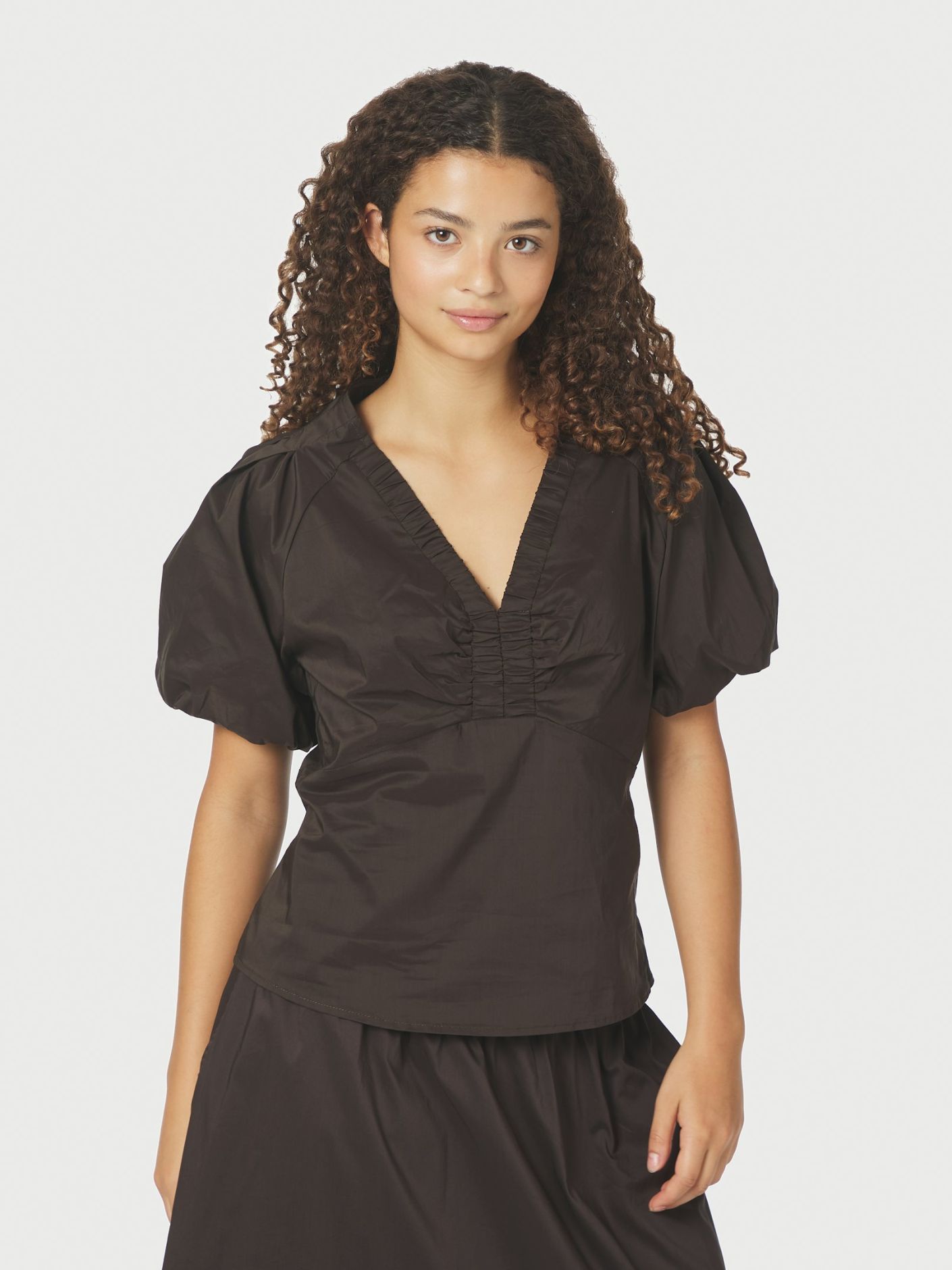 Neo Noir Irina Poplin Blouse Chocolate Brown