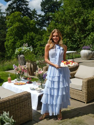 Neo Noir Marli Solid Chiffon Dress Light Blue