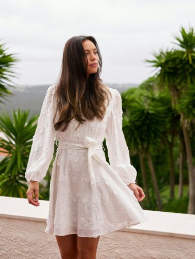 Neo Noir Monnie Embroidery Dress White